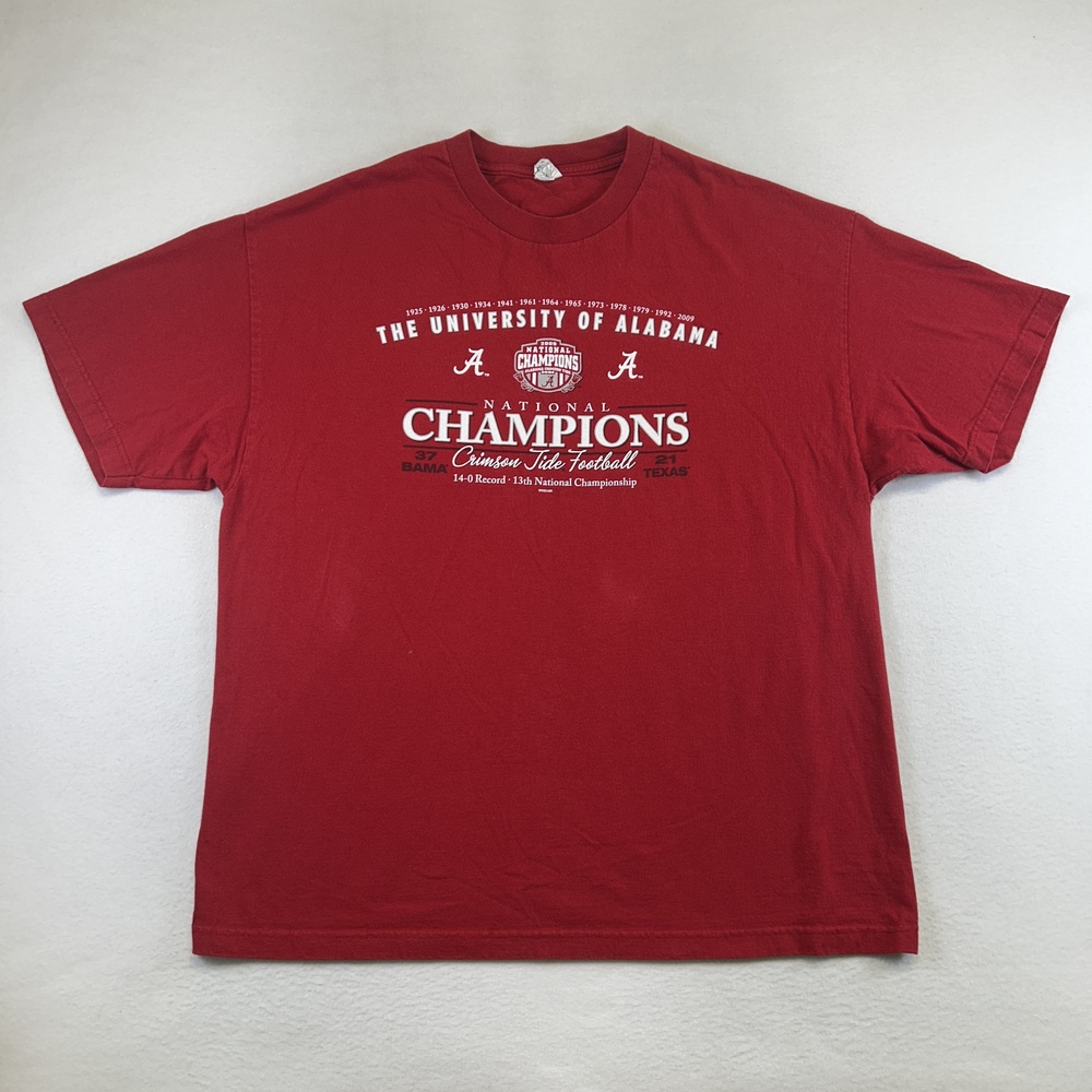 Alabama Crimson Tide Shirt Mens 2XL Red NCAA Football 2009 Champions Alstyle